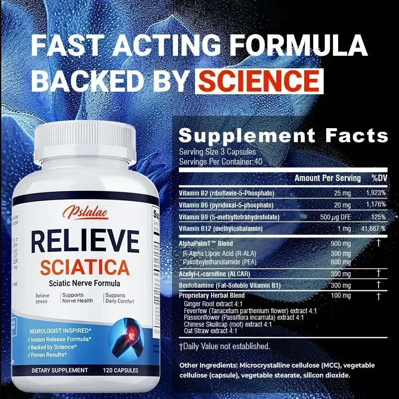 Relieve Sciatica Capsules - Reduce Joint Pai,Restore Mobility, Balance Inflammation,Support Nerve & Bone Health - 120 Capsules - Image 2